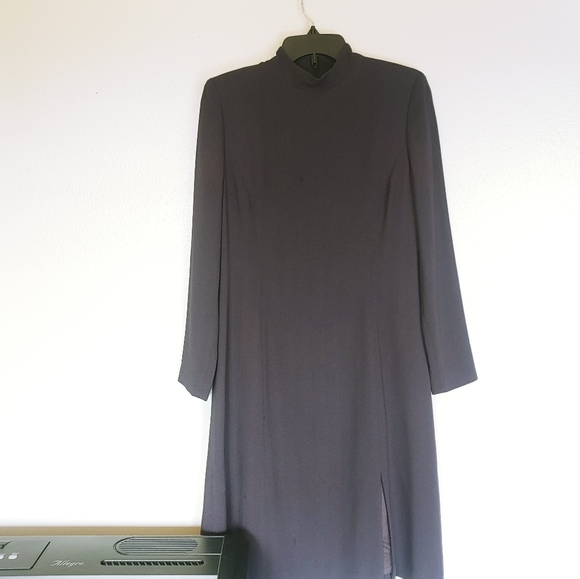 Ellen Tracy Charcoal Grey Dress Long Sleeve - Picture 14 of 14